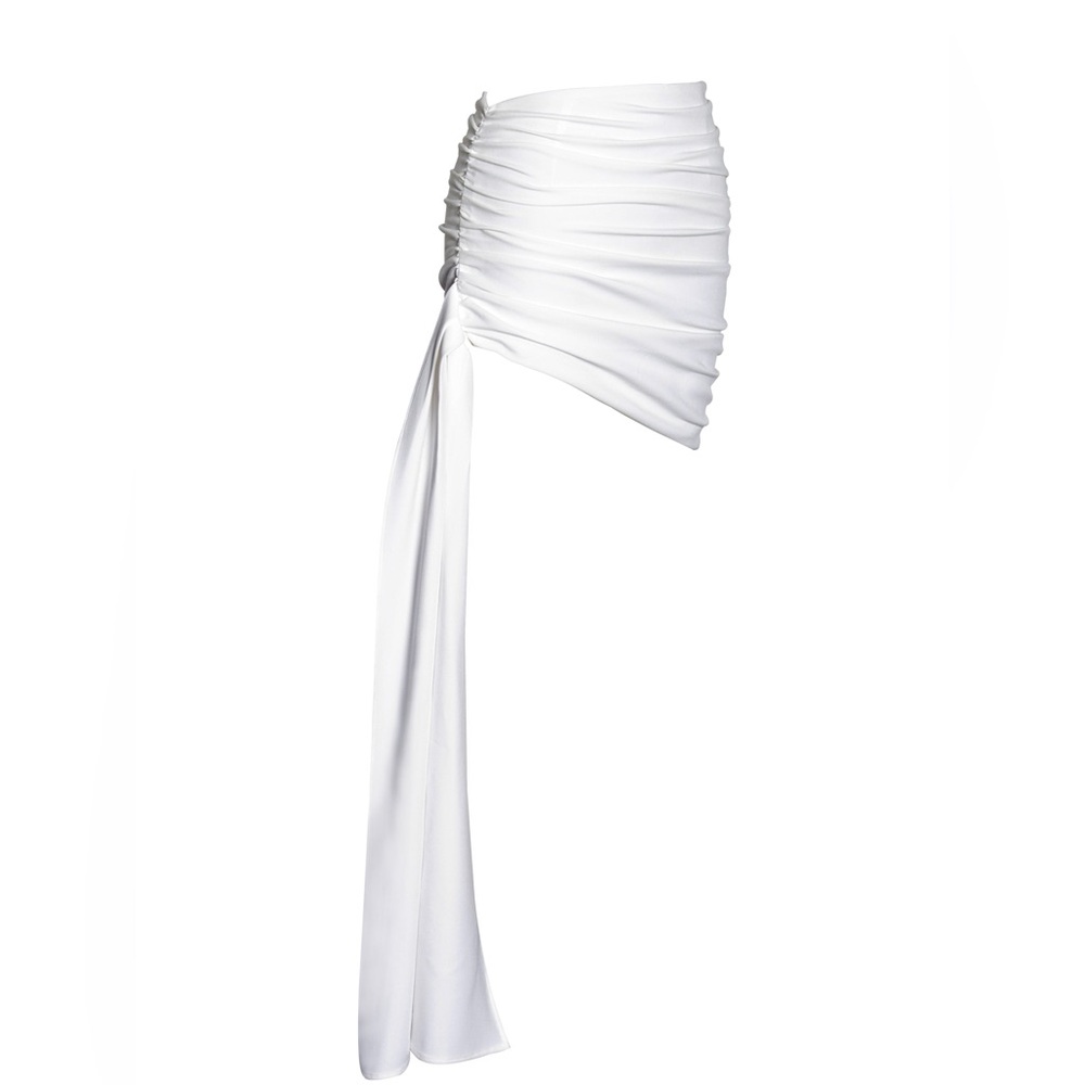 NWT Miss Circle White Ruched Drapping Mini Skirt - Picture 9 of 11